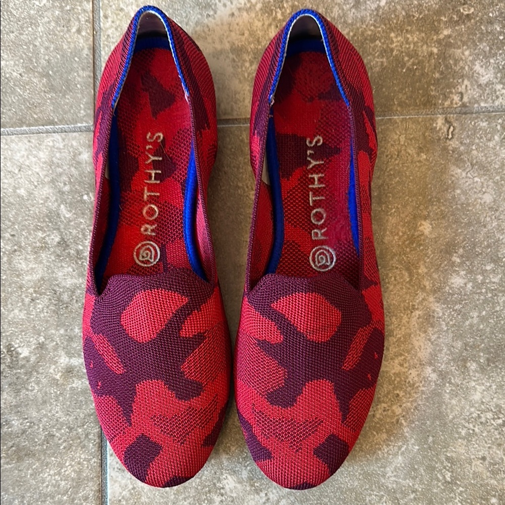 Rothy's Red Camo Loafers Stylish Flats 8.5